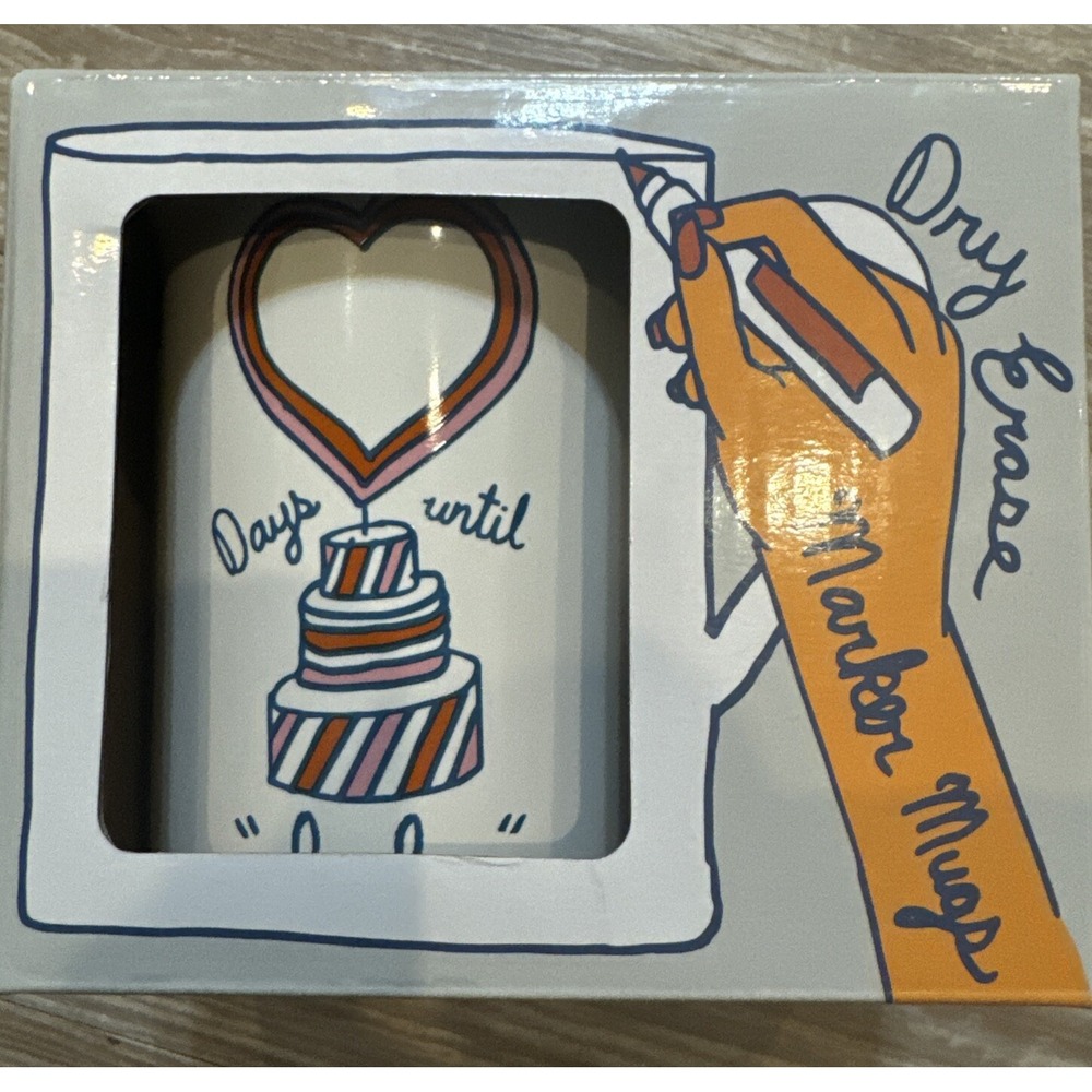 New NIB Wedding Countdown Dry Erase Mug Stoneware Pen Days Until I Do 6010057